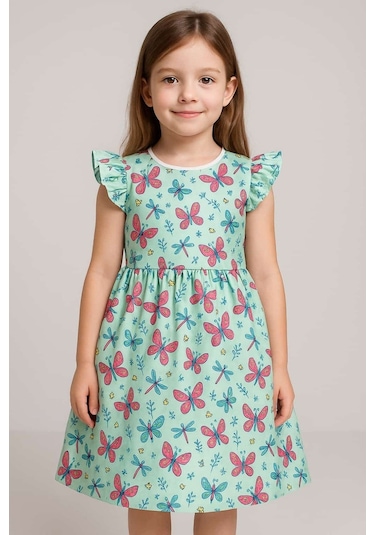 Aden Kids Kız Çocuk Yazlık Elbise Çağla Yeşili