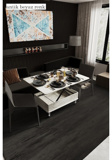 Kolexonline Nino Akıllı Sehpa Tekerli Ayaklı Çekmeceli