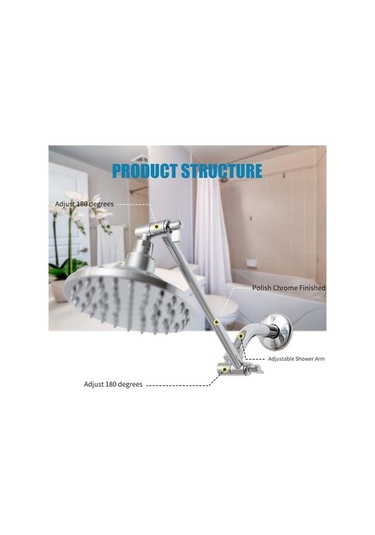 Pazly 11 İnç Ayarlanabilir Duş Kol Uzantısı - 180 Açı, Krom, El/yağmur Başlığı Uyumlu Diğer