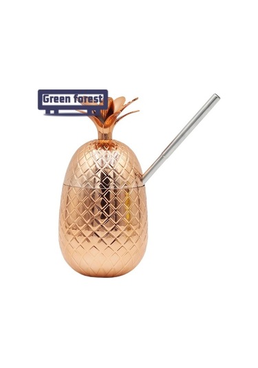 Createtech Yeşil Orman Ananas Bardak, Pratik Kupalar, Mutfak Araçları 07 Beyaz