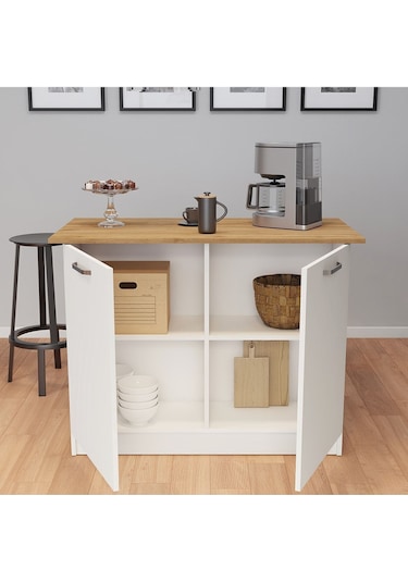 Patentli 120lik Benzila Ada Mutfak, Mutfak Adası, Çok Amaçlı Dolap, Mutfak Masası Beyaz - Meşe Patentli 120lik Benzila Ada Mutfak, Mutfak Adası, Çok Amaçlı Dolap, Mutfak Masası Beyaz - Meşe