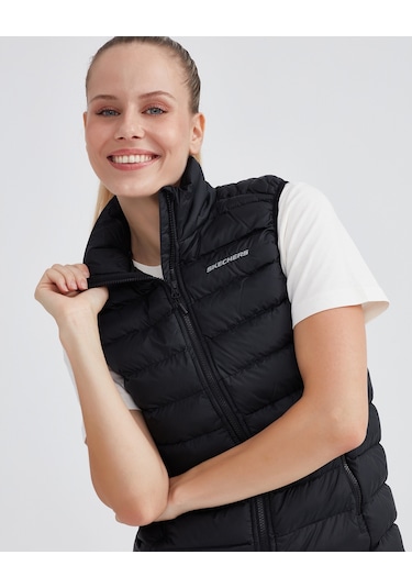 Skechers W Outerwear Padded Vest Kadın Siyah Yelek S231239-001 Siyah