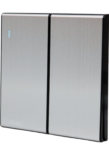 MERALLI INOX 2'li anahtar, hakiki fırçalanmış paslanmaz çelik, çerçevesiz 86×86 Modüler  kasa dahil