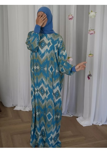 Hicablı Müslüman Namaz Elbisesi 236872625 Mavi