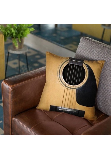 Herşey Nota Gitar Yastık Kılıfı Kırlent 401 Karışık/Çok Renkli