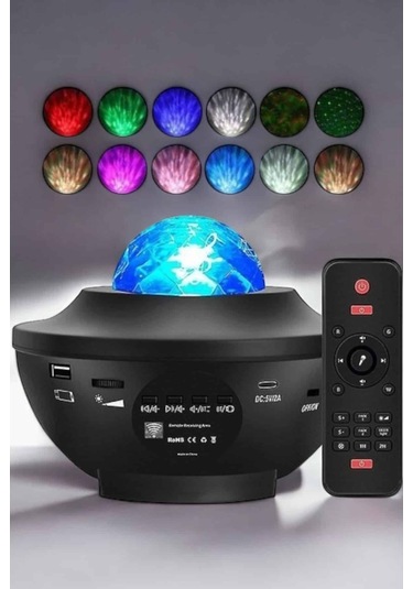 Çocuklara Özel Şarjlı Bluetooth Hoparlör Parti Led Lambası Yıldızlı Projeksiyon