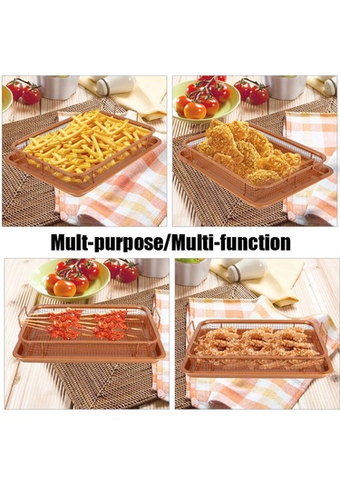 Yapışmaz Cips Sepeti Izgara Çıtır Örgü Yağ Kızartma Fırın Tepsisi Bakır Fırın Hava Fritöz Barbekü Paslanmaz Çelik Fırın Tepsisi Mutfak Aletleri Altın