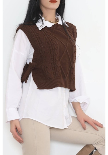 Bensu Store - Püsküllü Süveter Kahve - 355.1577. 001