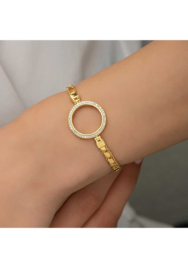 Casera's Gümüş Çeyrek Takılabilen Altın Kaplama Kadın Bileklik Csr2184534 Gümüş