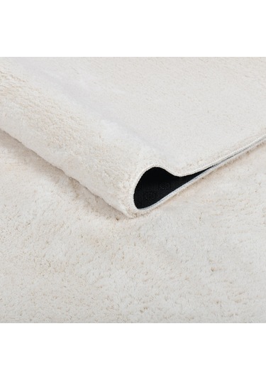 Yumuşak Peluş Halı Kaymaz Tabanlı, Yıkanabilir, Modern Dokulu Halı Krem