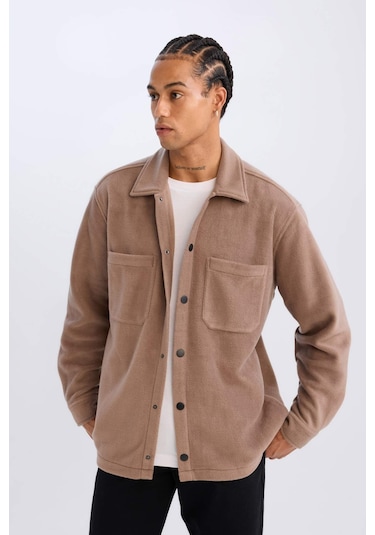 DeFacto Relax Fit Polar Uzun Kollu Gömlek A4782AX24WNBN571 Kahve