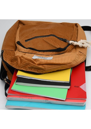 Kadın Kadife Hardal Sırt Çantası Bordo