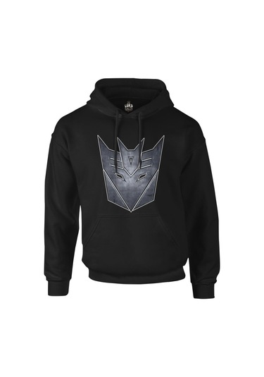 Transformers Logo 2 Siyah Erkek Fermuarsız Kapşonlu
