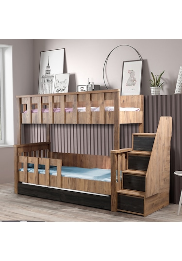 Setaymobilya Diva Mdf Profil Ranza, Diva Merdivenli Ayrılabilir 3 Lü Ranza