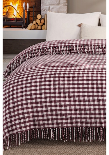 Battaniye Tek Kişilik Akrilik Pamuklu Honey Bordo Bordo