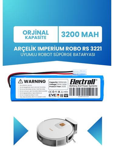 Arçelik Imperium Robo Rs 3221 Uyumlu Batarya 3200mah Pil