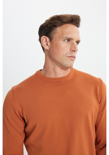 Altinyildiz Classics Erkek Kiremit Standart Fit Normal Kesim Bisiklet Yaka Triko 4A4923100001KMTXL Kiremit