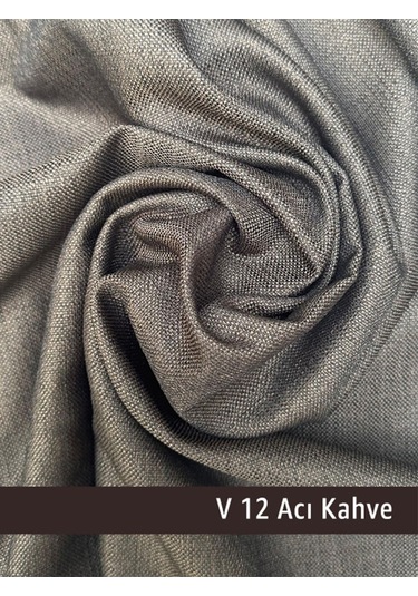 Donatti Acı Kahverengi Düz Keten Fon Perde 1/3 Pile Tek Kanat Acı Kahverengi