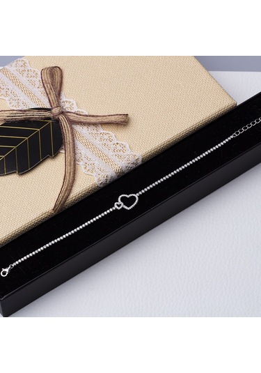 Kalp Model 925 Ayar Gümüş İnce Suyolu Kadın Bileklik Gümüş