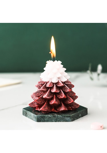 Noel Ağacı Mumlar Kule Şekilli Mumlar Noel Partisi Beyaz Kırmızı