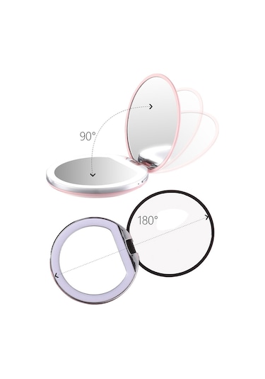 Vkemall 1x/3x Büyüteçli Aydınlatmalı Makyaj Aynası Işık Mini Yuvarlak Taşınabilir Led Ma
