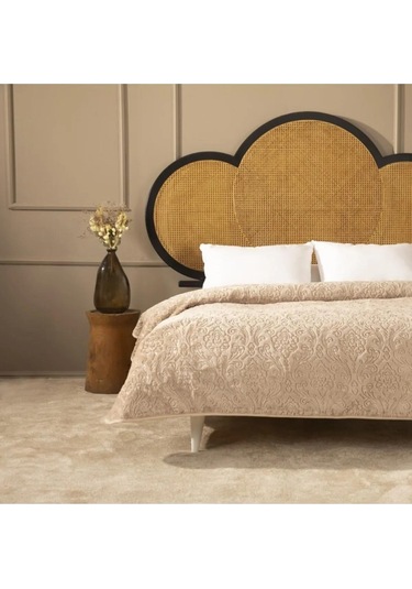 Apricitas Elegant Emboss Çift Kişilik Battaniye Bej -