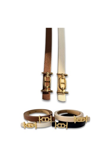 Vos Versa İnce Gold Tokalı Siyah İnce Kadın Kemeri Vosdk0212101 Taba