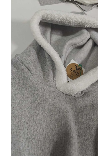 Kapüşonlu, Korse Tarzı Gri Sweatshirt. Gri