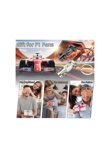 Xindoker Zink Alaşımlı Parlak Bilezikli Yarış Arabası Anahtar Zinciri - Spor Klüpü Hatıra Hediyesi 2 Adet Silver