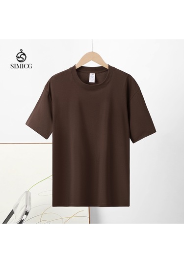 Kadınlar İçin Yuvarlak Yakalı Ve Düz Renkli, Saf Pamuklu Kısa Kollu Tişört Haki