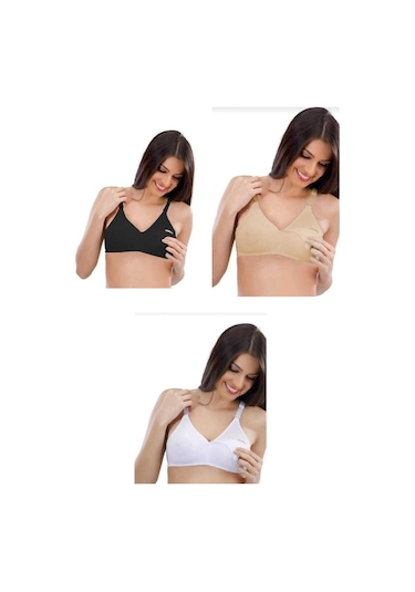 3'lü Paket Emzirme Sütyen Ekonomik Paket Pamuklu 001