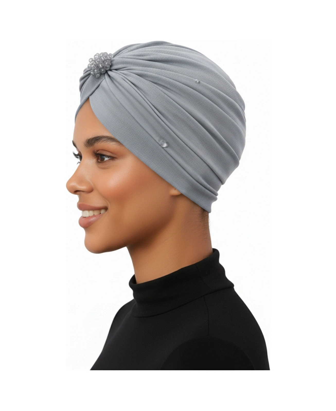 Kristal Tüllü Astarlı Gri Hazır Türban Tesettür Abiye Bone Fdn2016-212 Gri