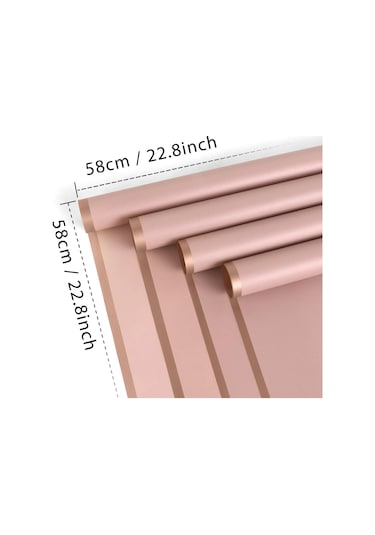 Çiçek Buket Kağıdı - Çiçek Ambalaj Kağıdı - Pembe - Altın Kenarlı