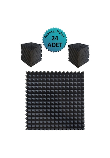 Akustik Ses Yalıtım Süngeri 50x50x4 Piramit Kesim Yapışkansız/24 Ad