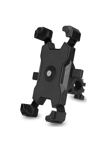 Wezone Motosiklet Bisiklet Araç Telefon Tutucu Pla-01: 360 Döner, Şok Emici, Hızlı Kilitleme, Siyah Çubuk Tipi Siyah