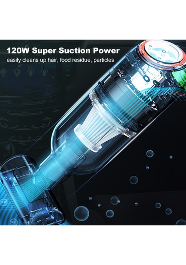 Geeksen Araç Ve Ev İçin Kullanıma Uygun El Tipi Süper Güçlü 120w 8000mbar Süctionlu Kablosuz Mini Vakum Temizleyici
