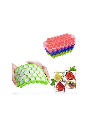 Kapaklı Petek 37 Delik Buz Küpü Tepsisi Silikon 20.5x12 CM Çok Renkli