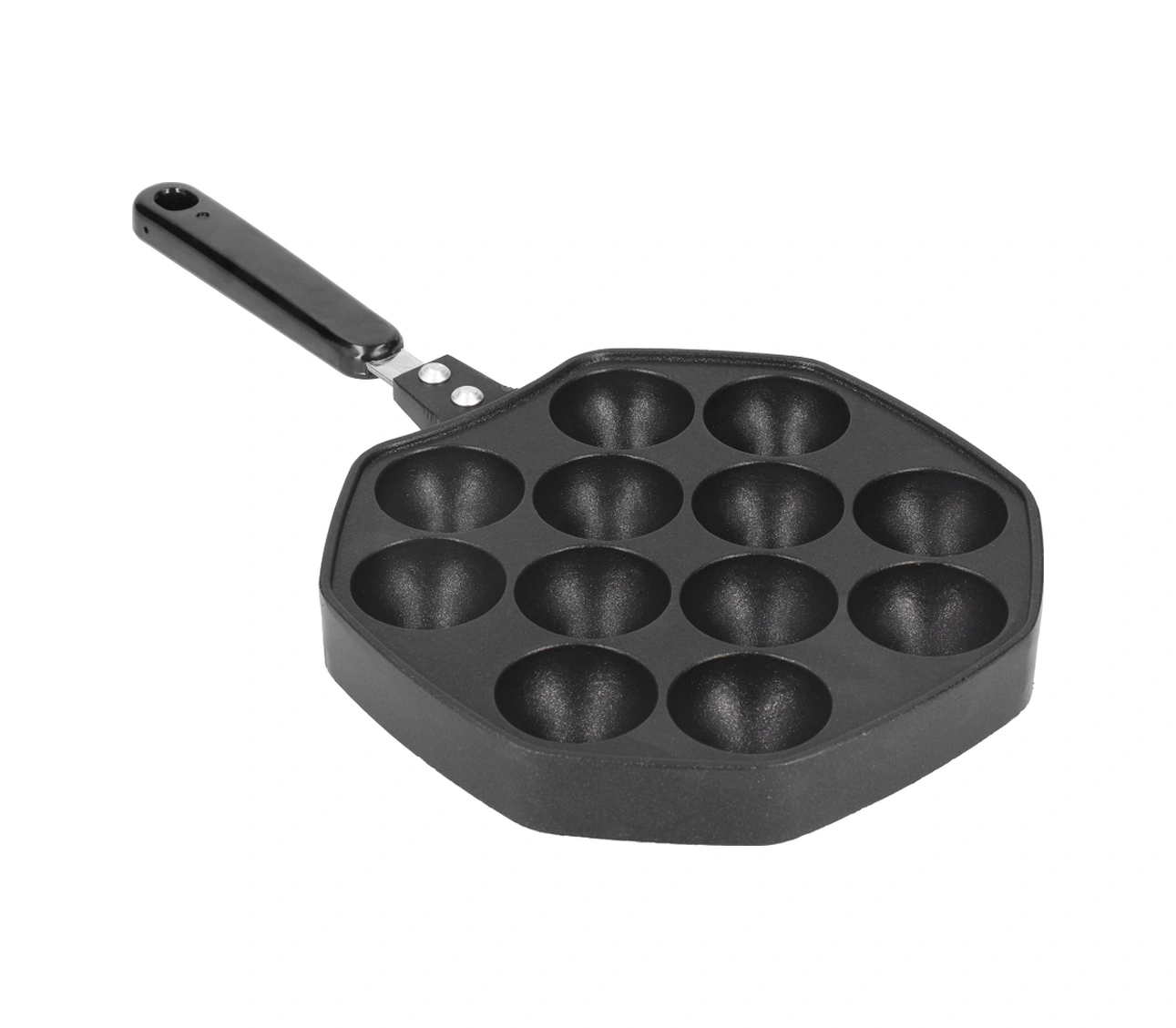 Dofolink Evde Takoyaki Ve Yuvarlak Pancake Yapmak İçin 12 Delikli Aluminyum Fırın Tepsisi, Anti Kaynak Tutamaklı Ve Yağ Tutmayan Kaplama İle Ev Mutfak Araçları Siyah