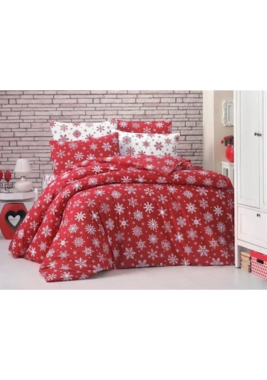 Yılbaşı Konsepti Kırmızı Tek Kişilik Nevresim Takımı