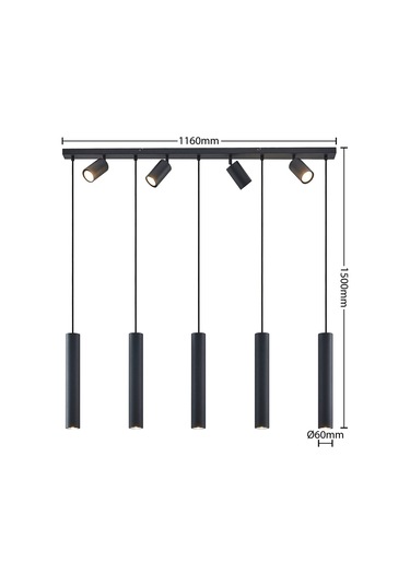 Archio Beşli Spot Ledli Sıralı Sarkıt Avize Çok Renkli