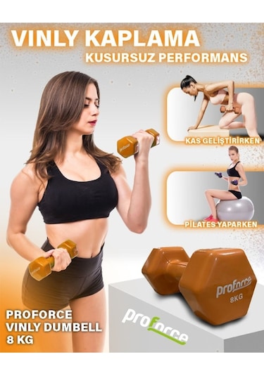 Proforce Vdb Dışı Vinil Kaplı Içi Çelik Döküm Ağırlık Dambıl Kırmızı 8 KG