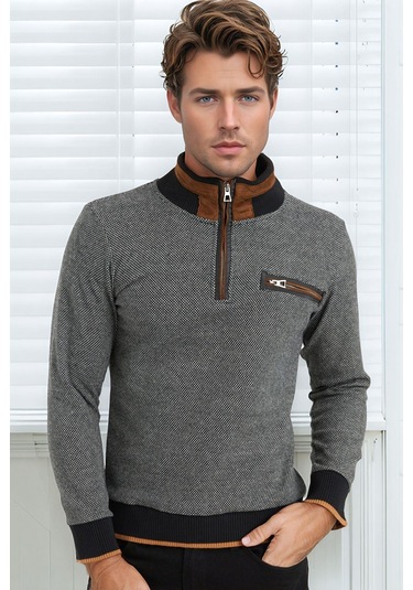 9039 Dewberry Erkek Sweatshırt-siyah-beyaz Siyah - Beyaz