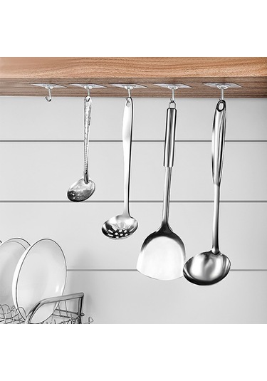 MSO 5 Adet Süper Güçlü Pratik Paslanmaz Kanca Askı Şeffaf