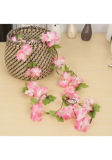 Yapay Çiçek Bahar Dalı Sarmaşık Japon Kiraz Çiçekli 230 Cm 18 Çiçekli 1.kalite Dolanabilen Model - Pembe