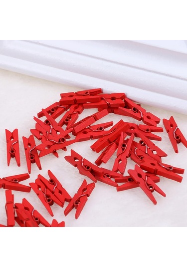 Gösterildiği Gibi-100 Adet Ahşap Ataşlar Ahşap Clothespins Asılı Po Resimleri Boyama Noel Dekorasyon Ev Dekor Kırmızı