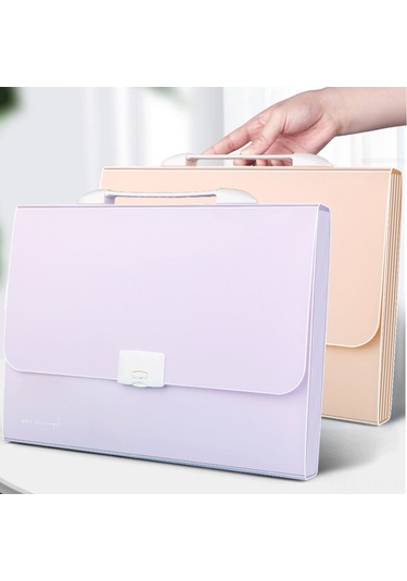 Yifomall A4 13 Katlı Suya Dayanıklı Belge Dosyası, 12 Adet Etiketli Döküman-ödev Saklama Çantası Açık Pembe