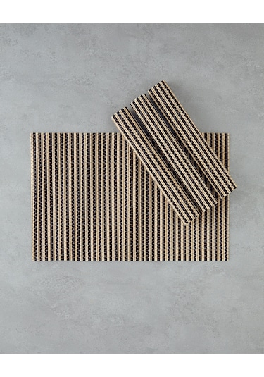 English Home Serene Bambu 4'lü Amerikan Servis 30x45 Cm Siyah-krem Siyah-krem