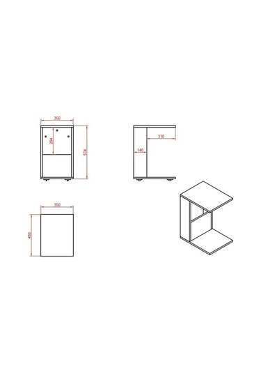 Bono Tekerlekli C Sehpa - Siyah Siyah