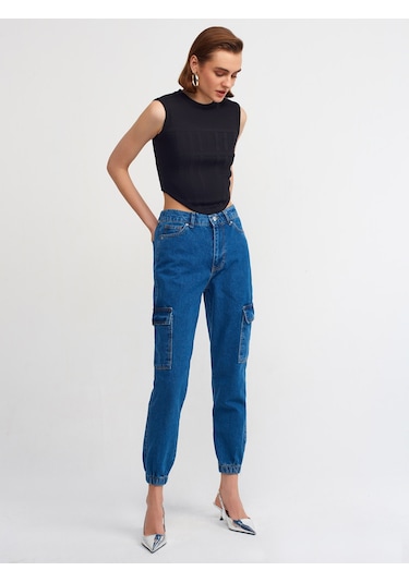 Dilvin Arkası Lastikli Jogger Mavi