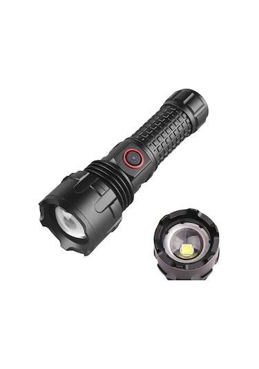 Everton Rts-s020 Xhp50 Led 1000 Lümen Yağmur Suyu Geçirmez Şarjlı El Feneri-9854 Siyah
